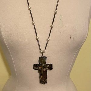 Tin cross necklace